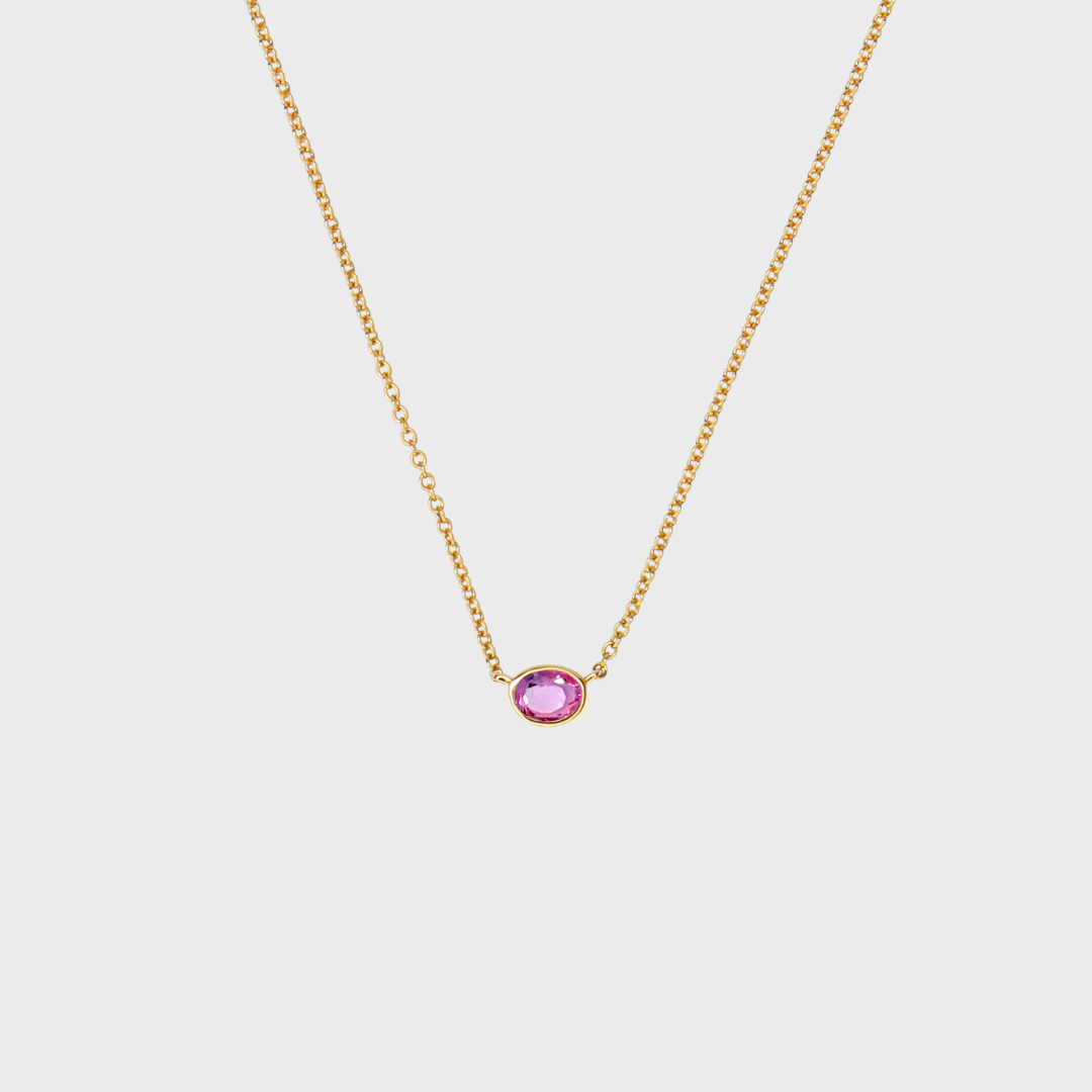 Gemstone Bezel Set Oval Necklace