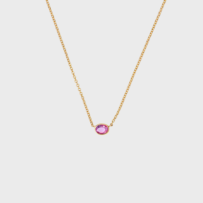Gemstone Bezel Set Oval Necklace