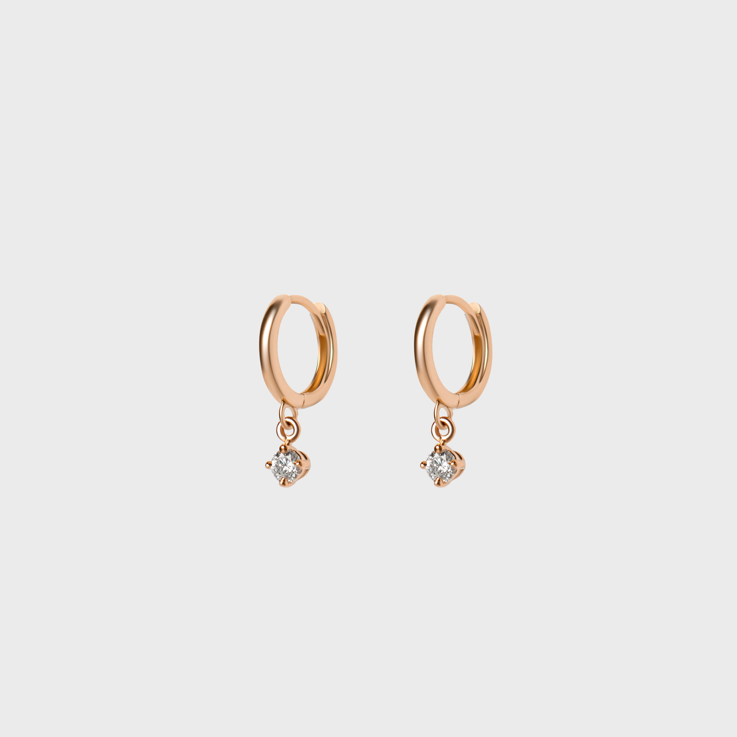 Diamond Round Charm Hoops