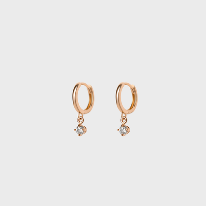 Diamond Round Charm Hoops