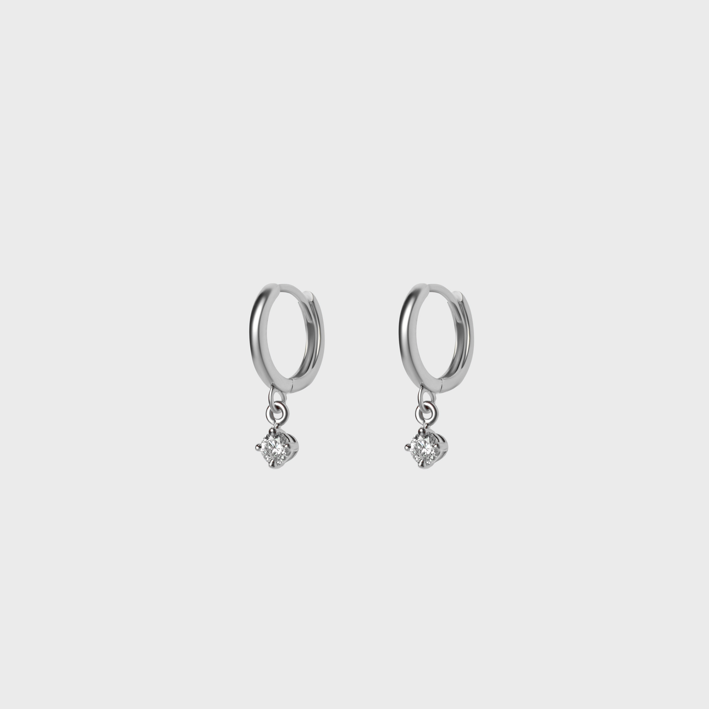 Diamond Round Charm Hoops