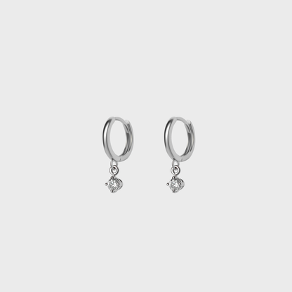 Diamond Round Charm Hoops
