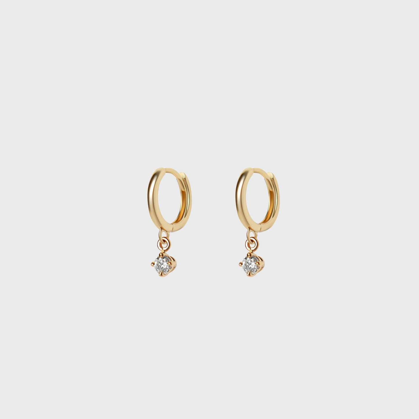 Diamond Round Charm Hoops