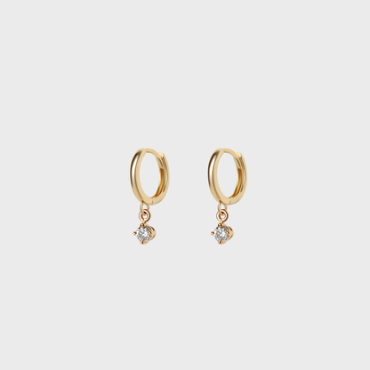 Diamond Round Charm Hoops