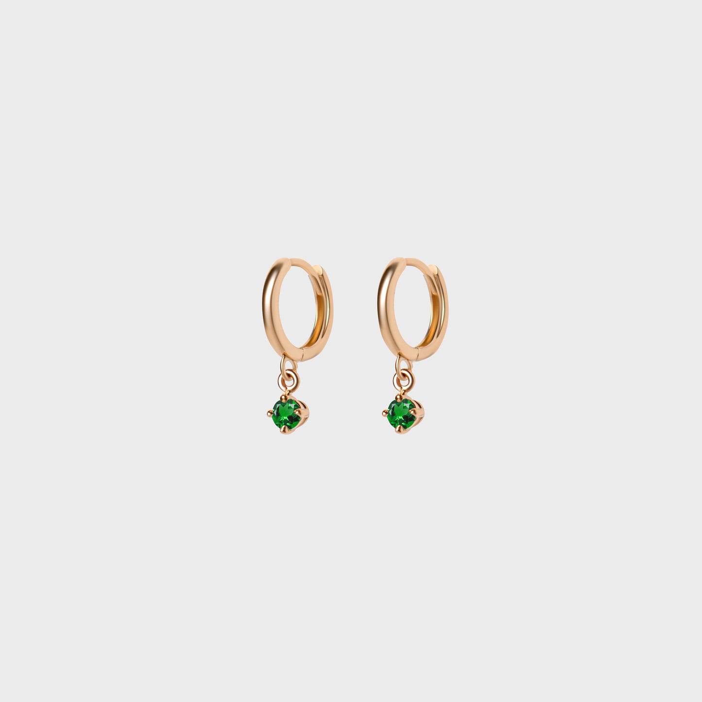 Gemstone Round Charm Hoops