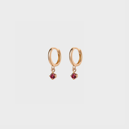 Gemstone Round Charm Hoops