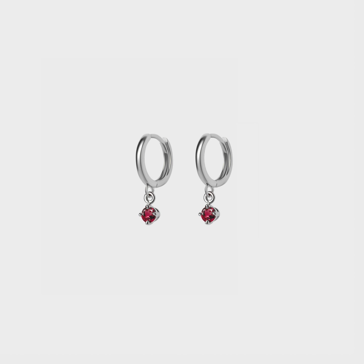 Gemstone Round Charm Hoops