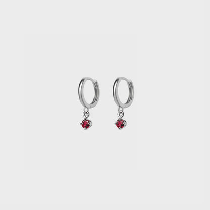 Gemstone Round Charm Hoops