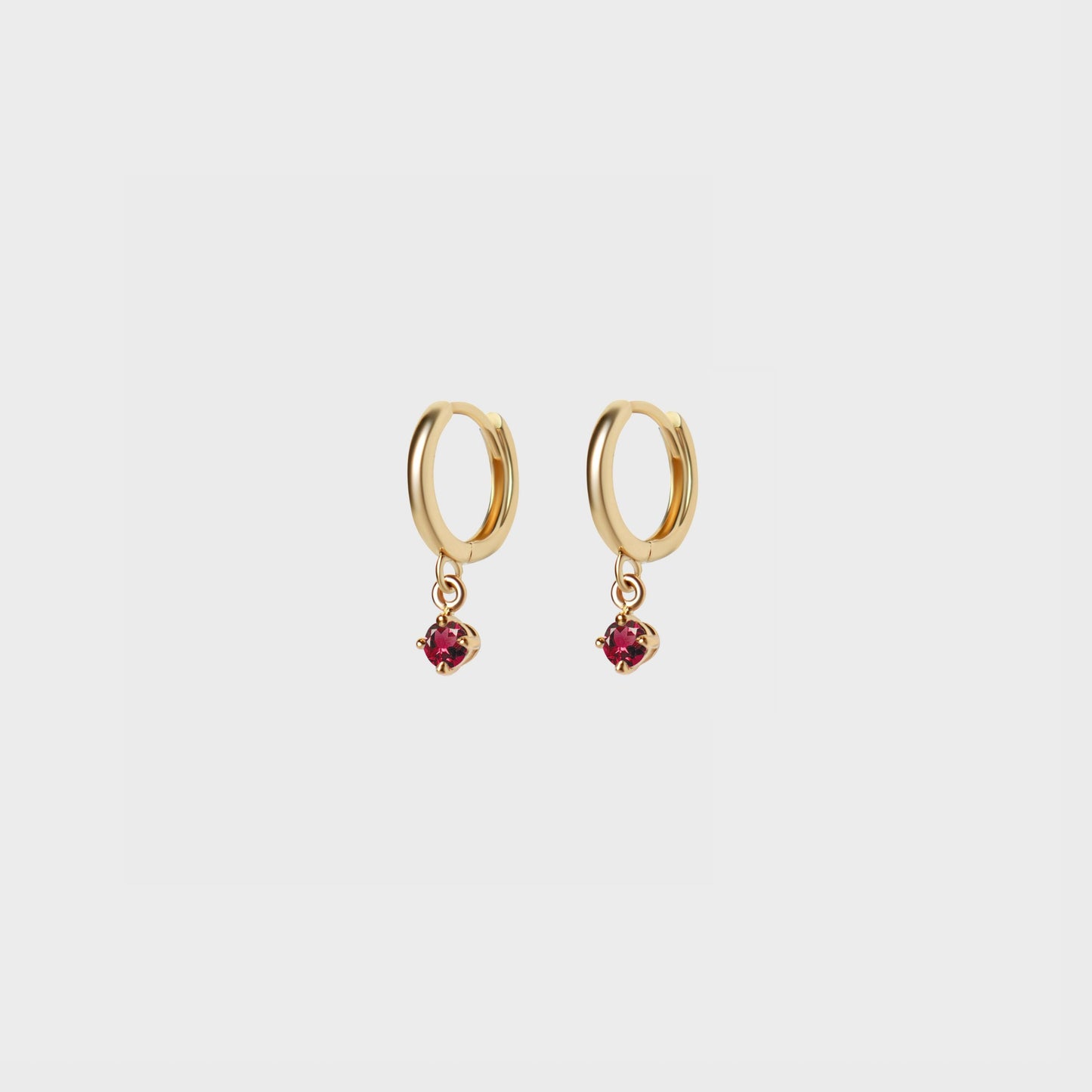 Gemstone Round Charm Hoops