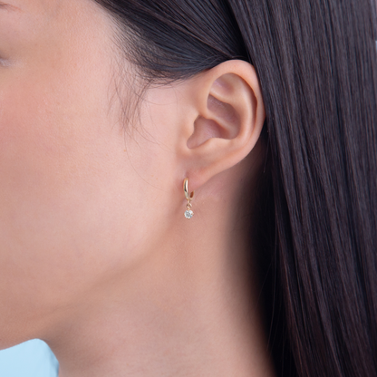 Diamond Round Charm Hoops