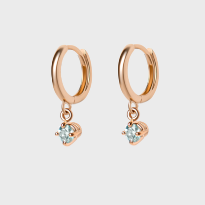 Gemstone Round Charm Hoops