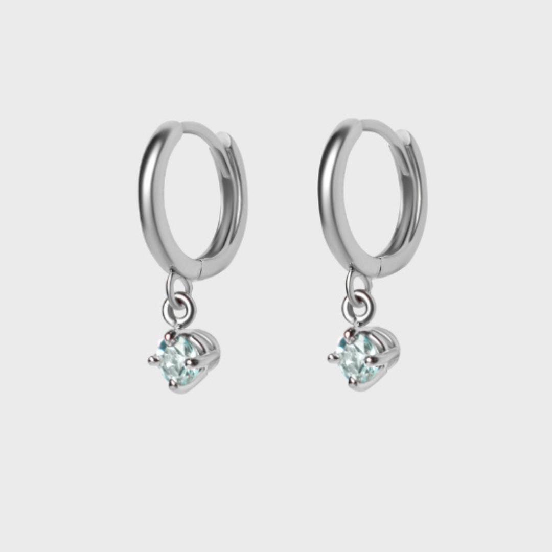 Gemstone Round Charm Hoops