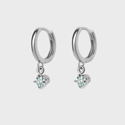 Gemstone Round Charm Hoops