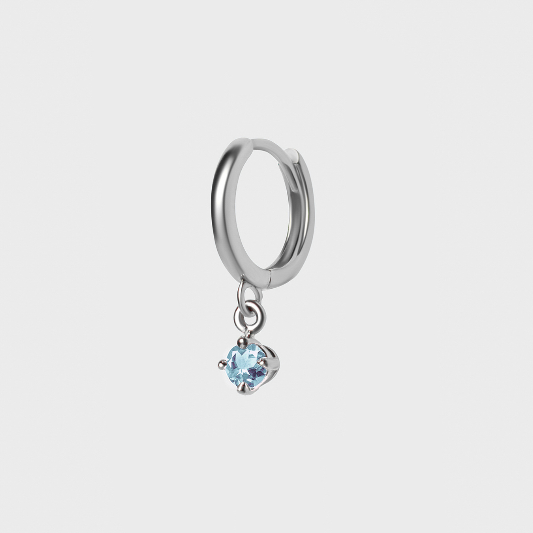 Gemstone Round Charm Hoops
