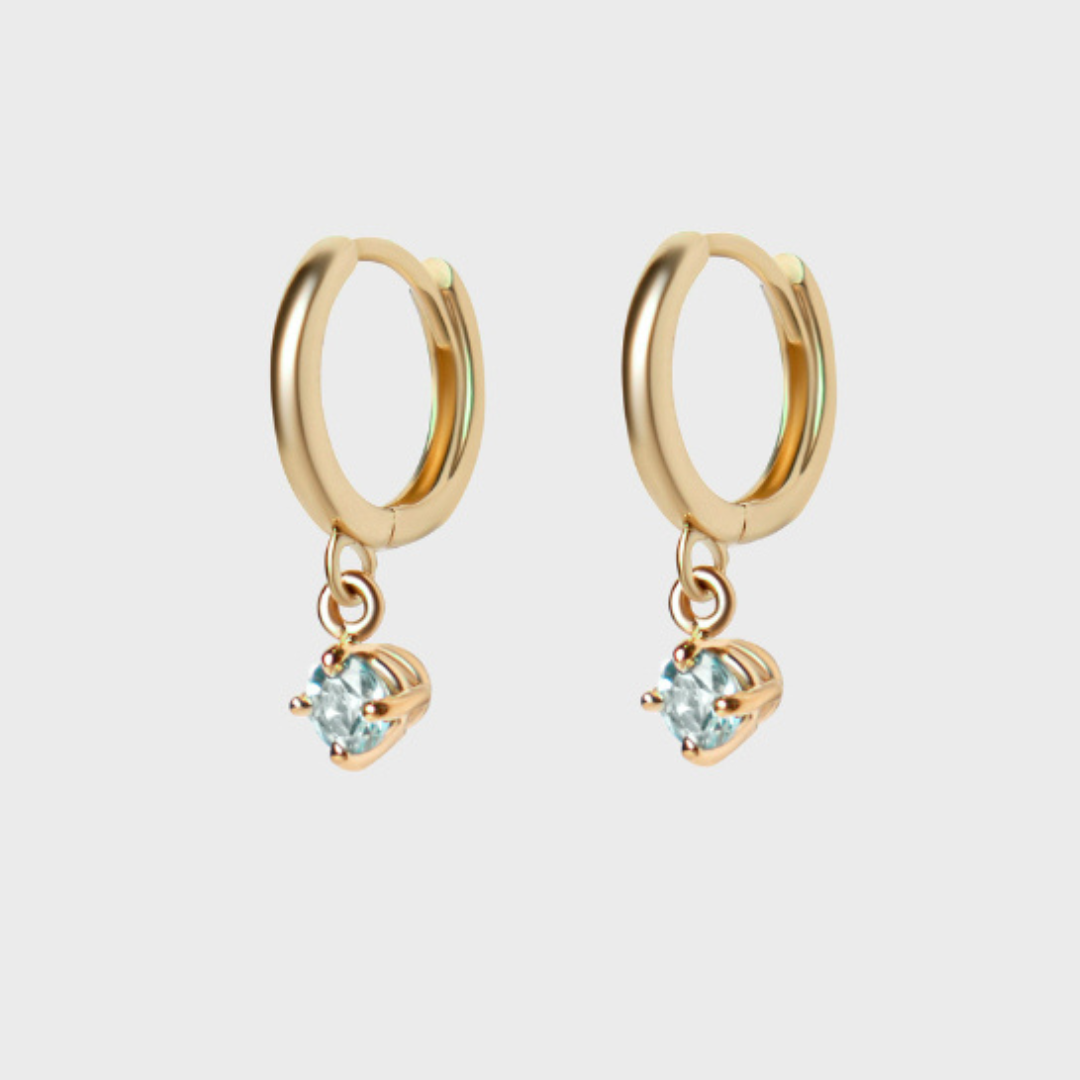 Gemstone Round Charm Hoops