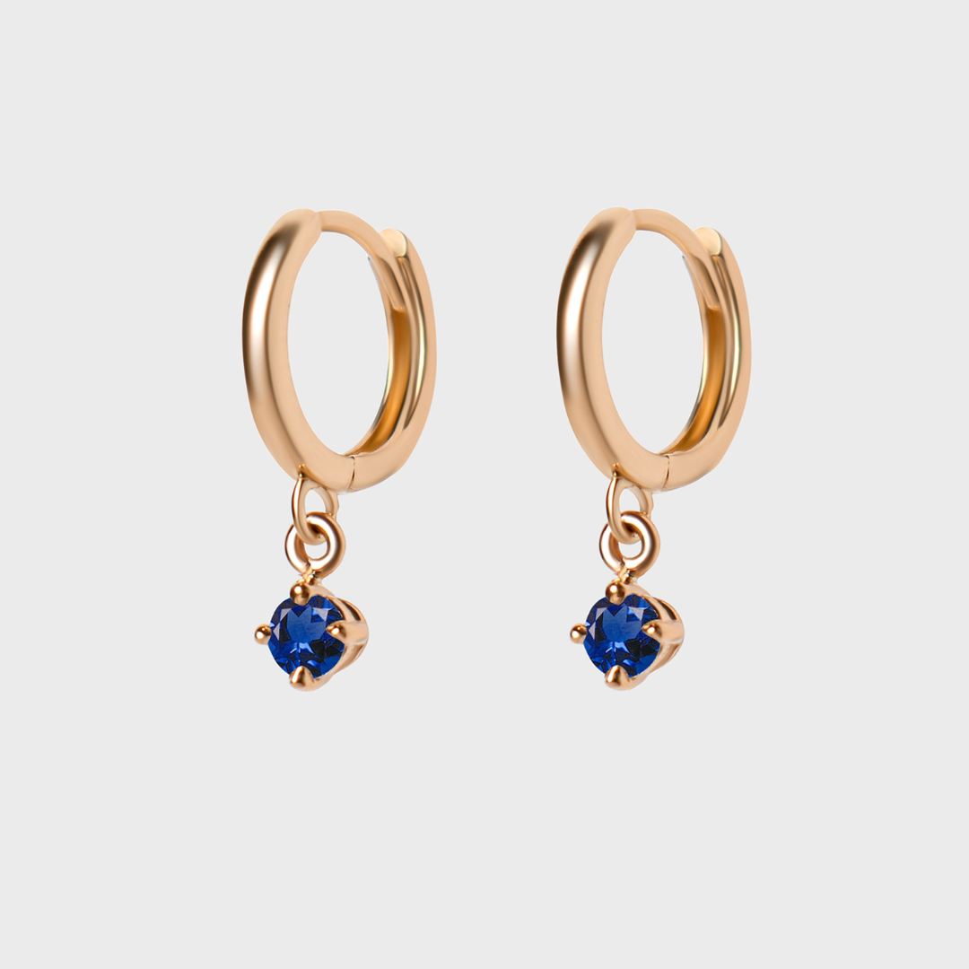 Gemstone Round Charm Hoops