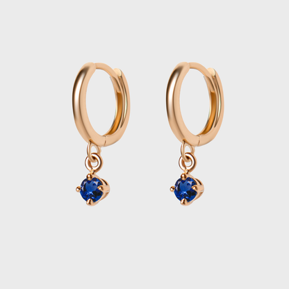 Gemstone Round Charm Hoops