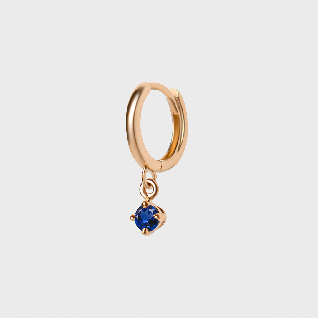 Gemstone Round Charm Hoops