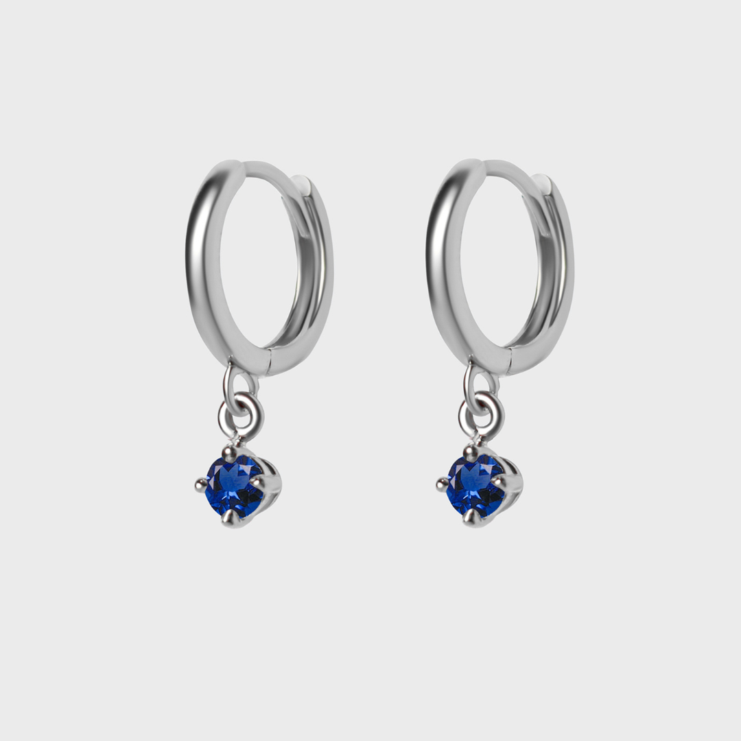 Gemstone Round Charm Hoops