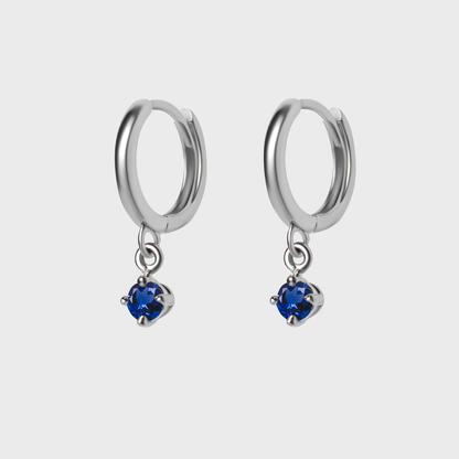 Gemstone Round Charm Hoops
