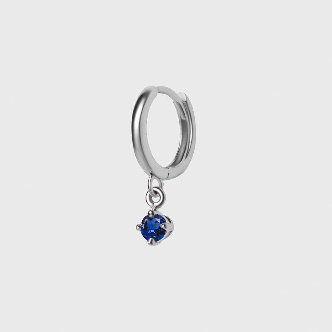 Gemstone Round Charm Hoops
