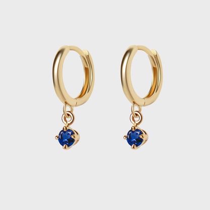 Gemstone Round Charm Hoops