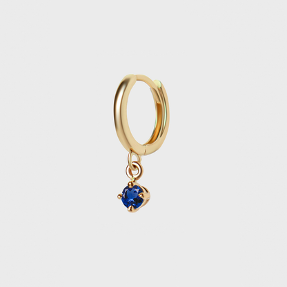 Gemstone Round Charm Hoops