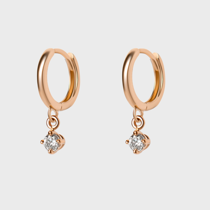 Diamond Round Charm Hoops