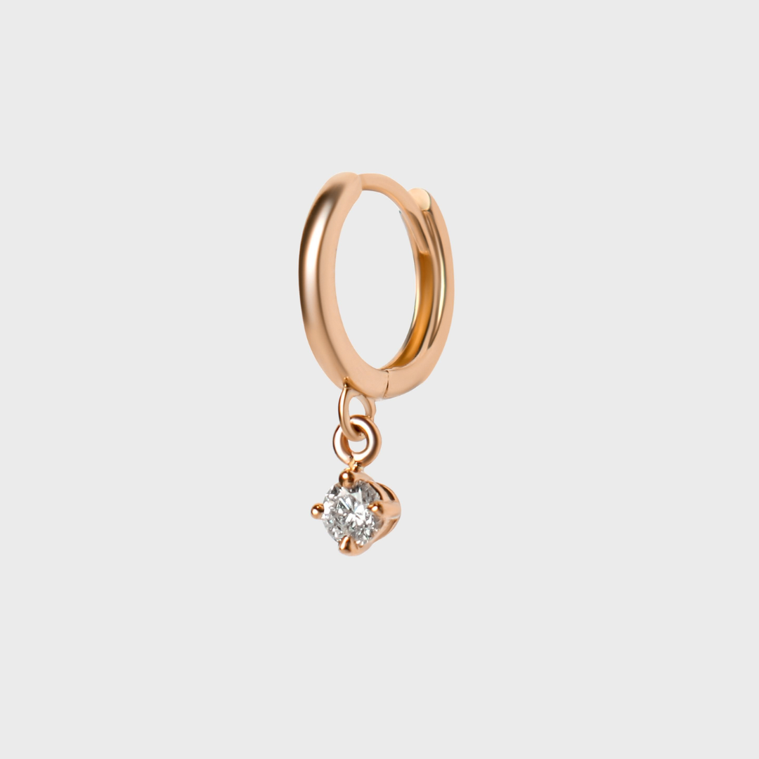 Diamond Round Charm Hoops