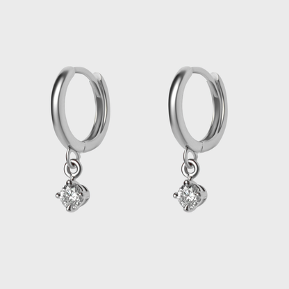 Diamond Round Charm Hoops