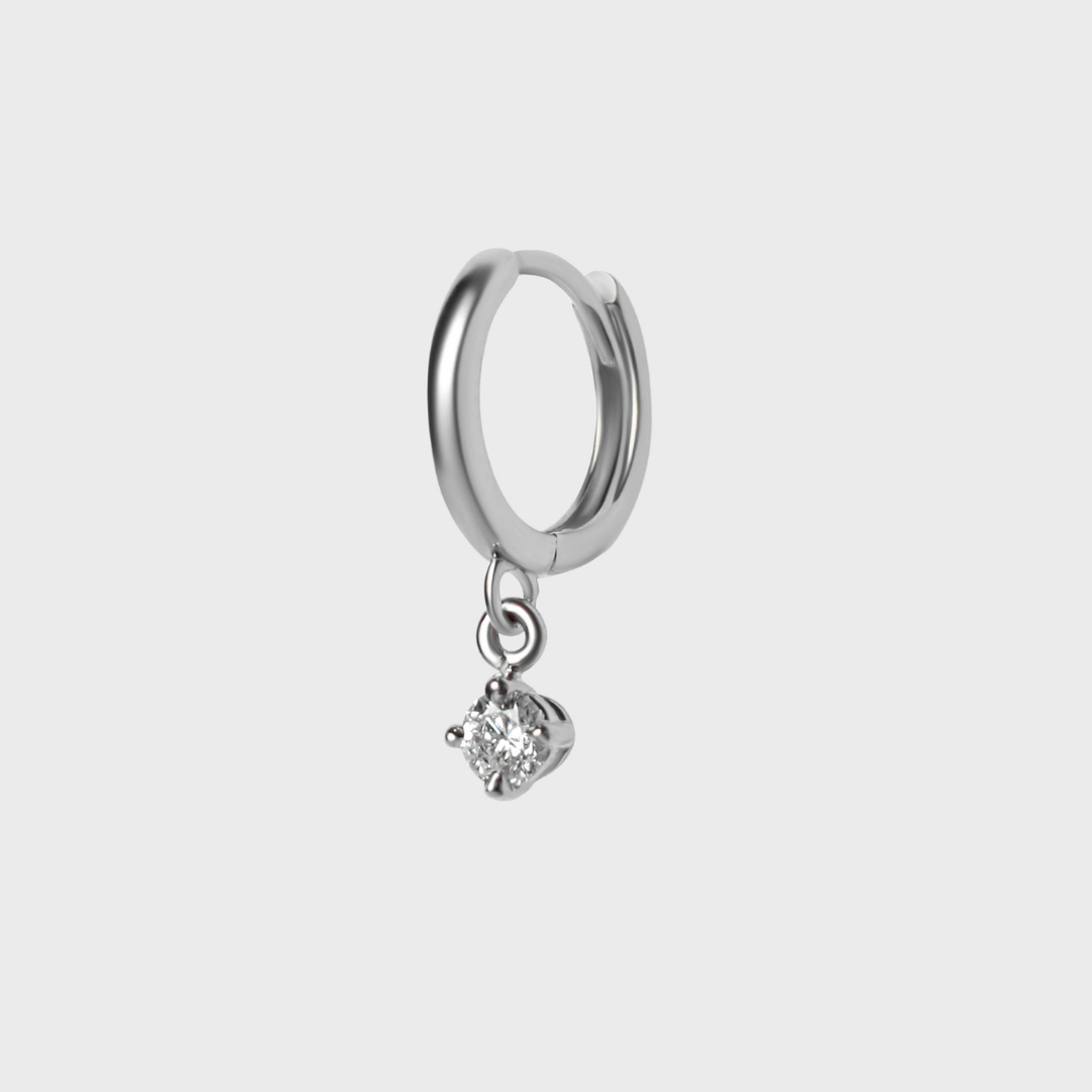 Diamond Round Charm Hoops