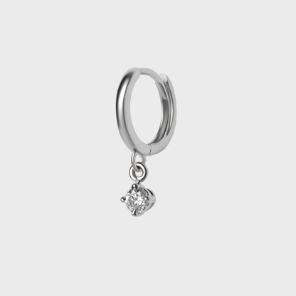 Diamond Round Charm Hoops