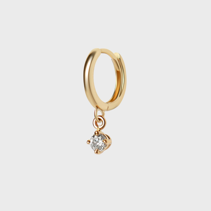Diamond Round Charm Hoops