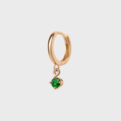Gemstone Round Charm Hoops