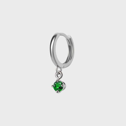 Gemstone Round Charm Hoops