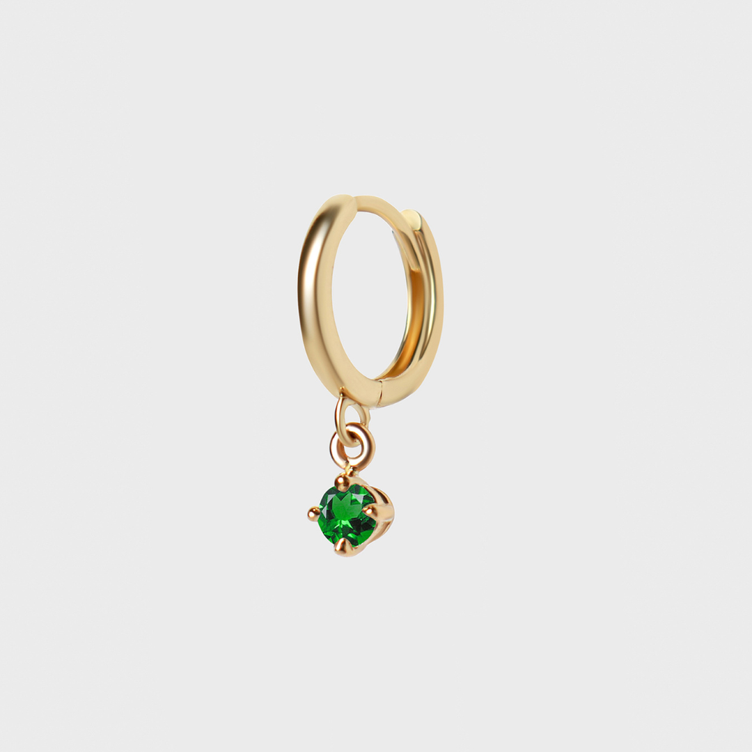 Gemstone Round Charm Hoops