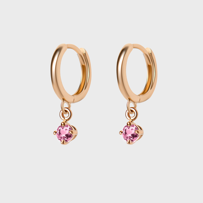 Gemstone Round Charm Hoops