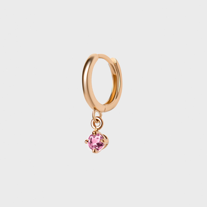 Gemstone Round Charm Hoops