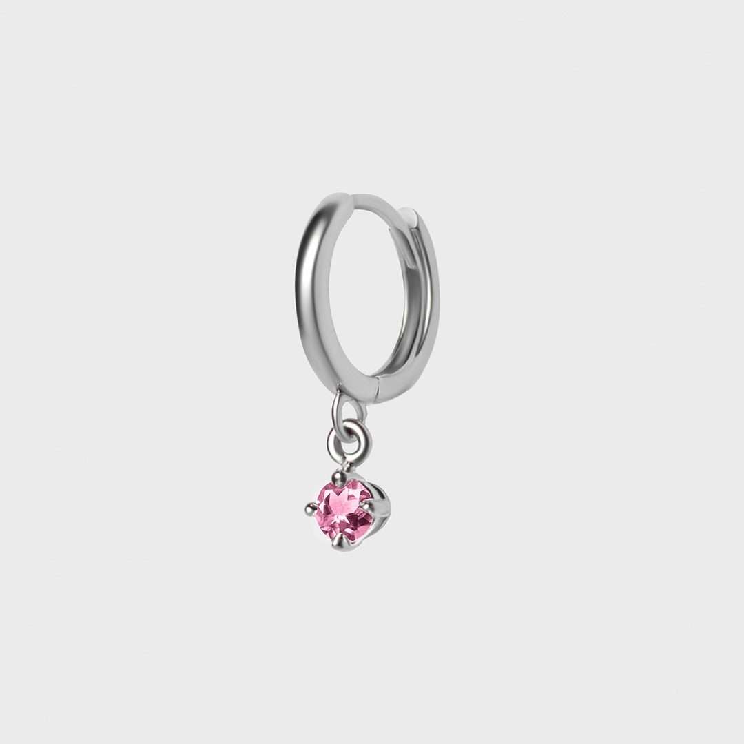 Gemstone Round Charm Hoops