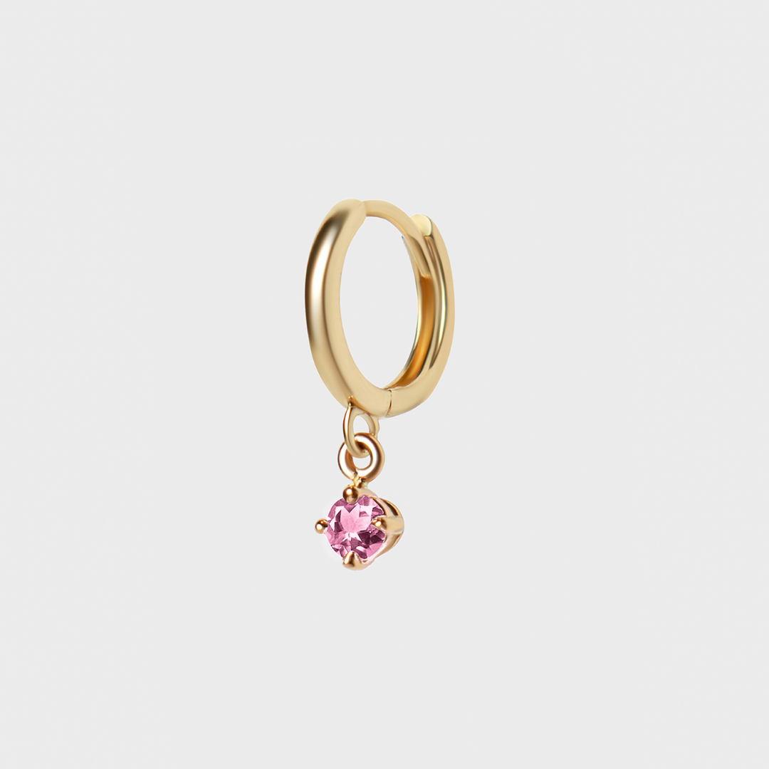 Gemstone Round Charm Hoops