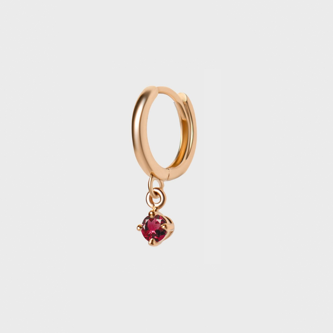 Gemstone Round Charm Hoops
