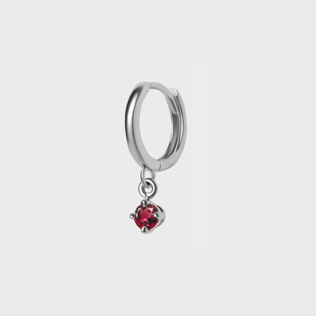 Gemstone Round Charm Hoops