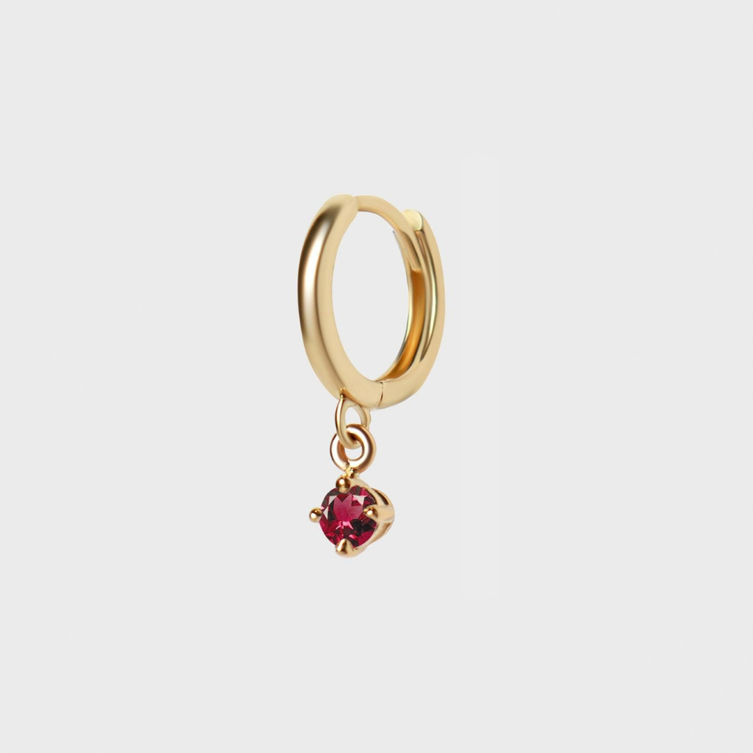 Gemstone Round Charm Hoops