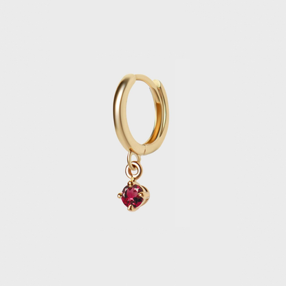 Gemstone Round Charm Hoops
