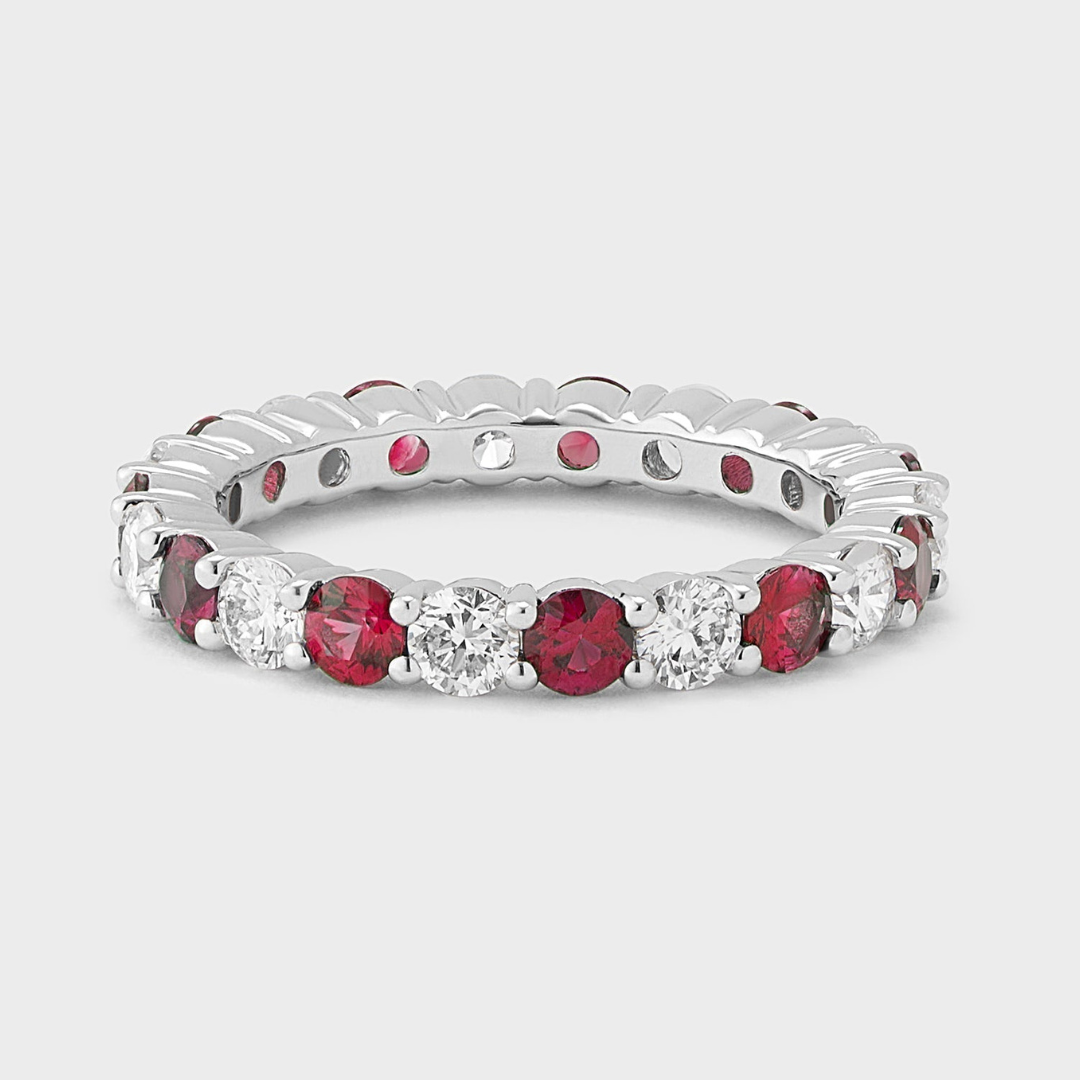 Ruby Gemstone & Diamond Band