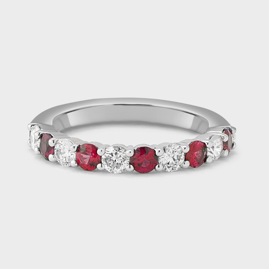 Ruby Gemstone & Diamond Band