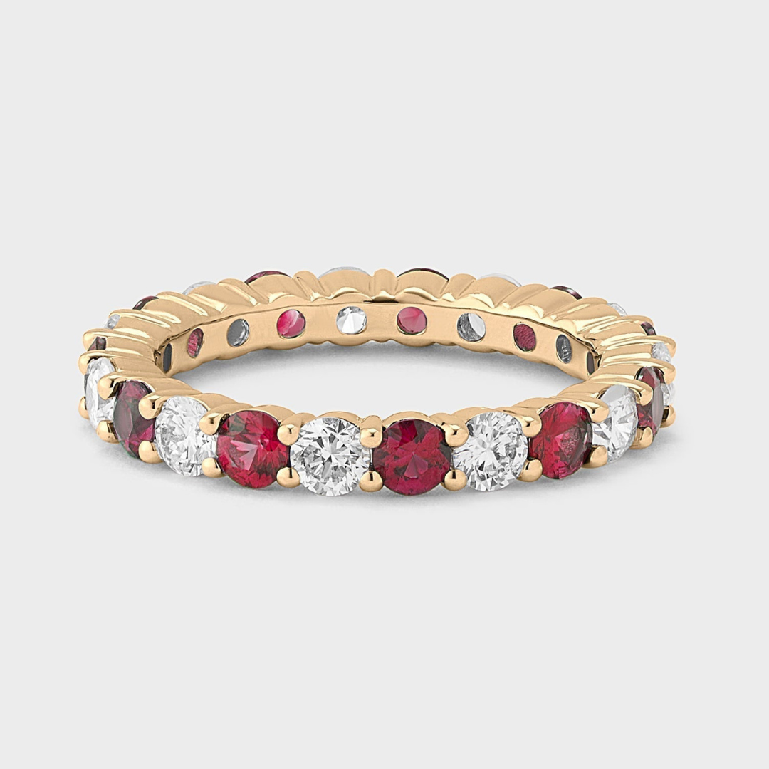 Ruby Gemstone & Diamond Band