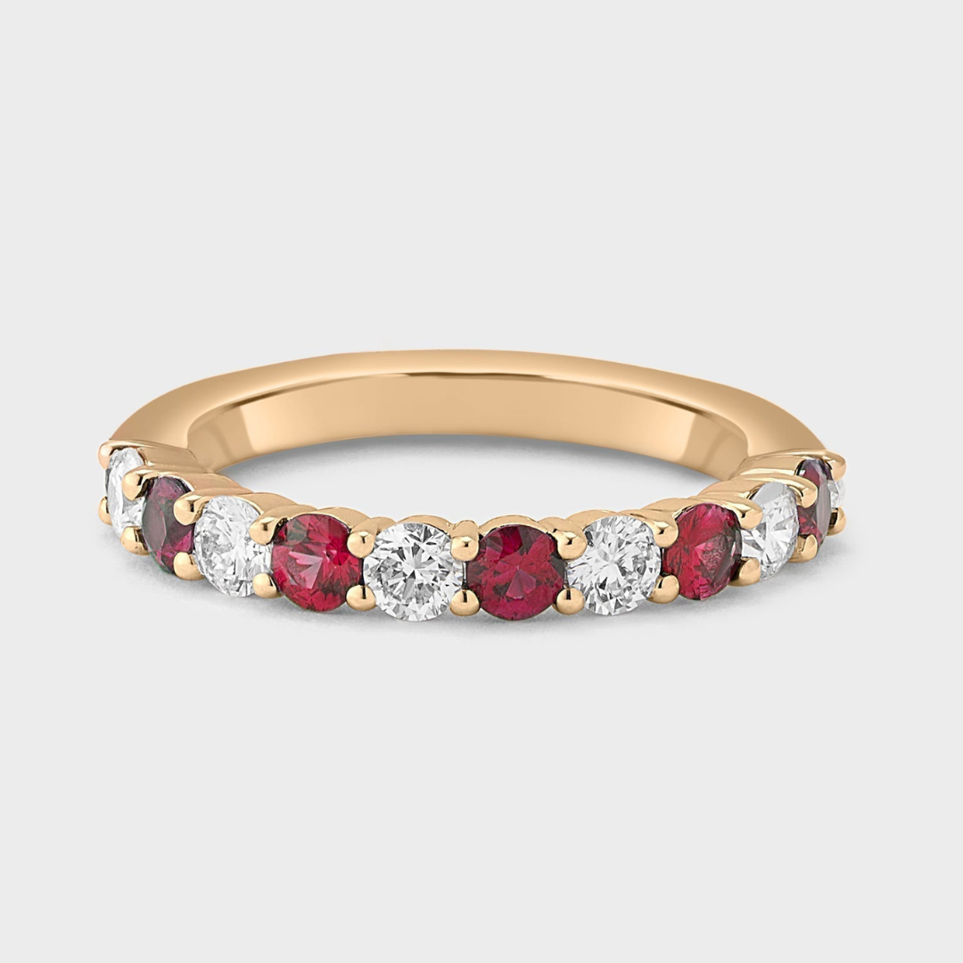Ruby Gemstone & Diamond Band