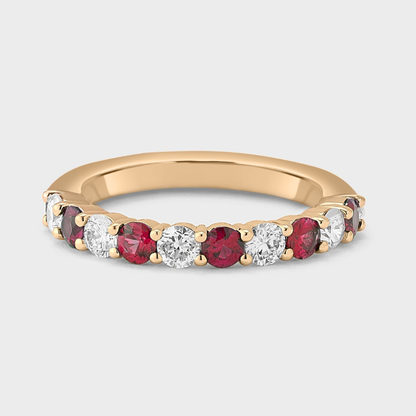 Ruby Gemstone & Diamond Band