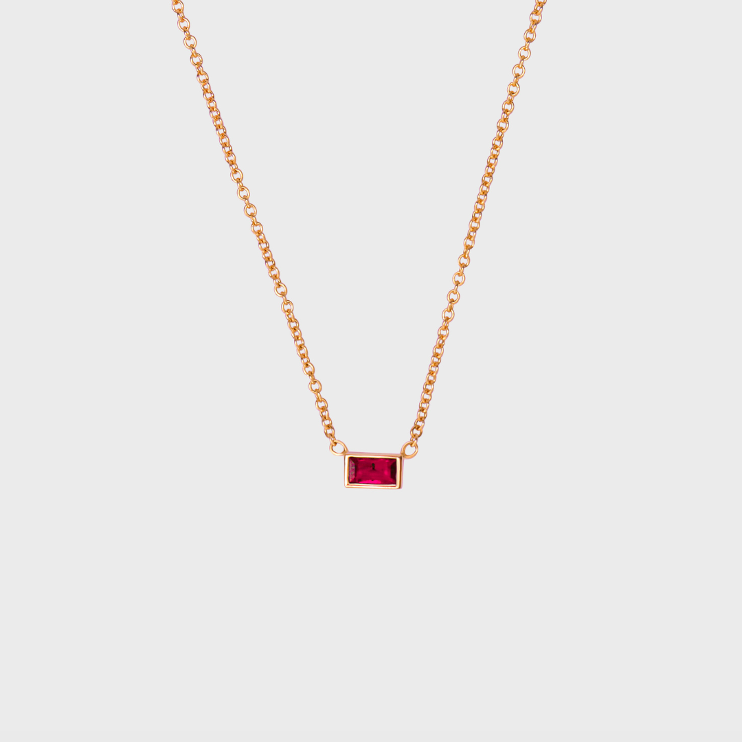 Gemstone Baguette Bezel Necklace